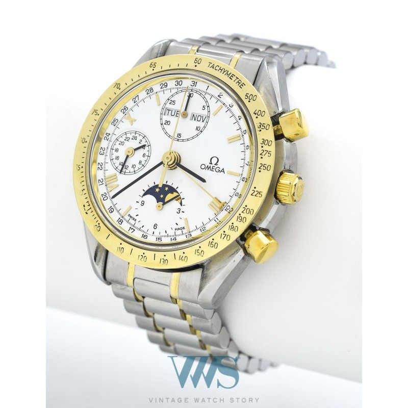 OMEGA (Chronographe Speedmaster Automatic Quantième Phase de Lune - Or & Acier / ref. DA 175.0034), vers 1991