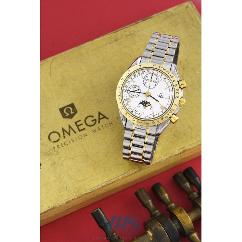 OMEGA (Chronographe Speedmaster Automatic Quantième Phase de Lune - Or & Acier / ref. DA 175.0034), vers 1991