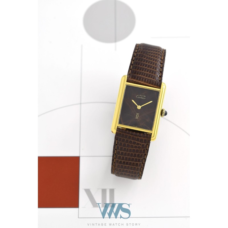CARTIER (Tank Must Homme - Vermeil / "Wood Dial" / ref. 6 042629), vers 1990