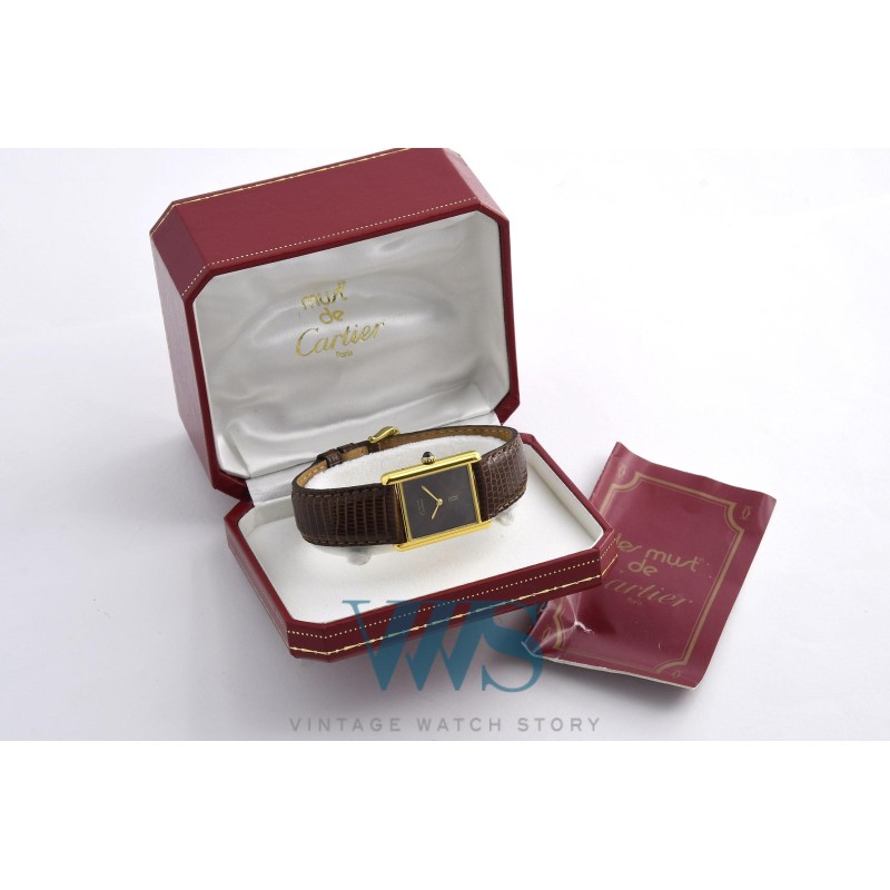 CARTIER (Tank Must Homme - Vermeil / "Wood Dial" / ref. 6 042629), vers 1990
