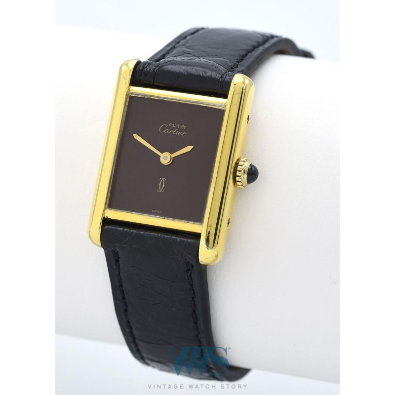 CARTIER (Tank Must Lady Vermeil / "Wood Dial" / ref. 3 123190), vers 1990