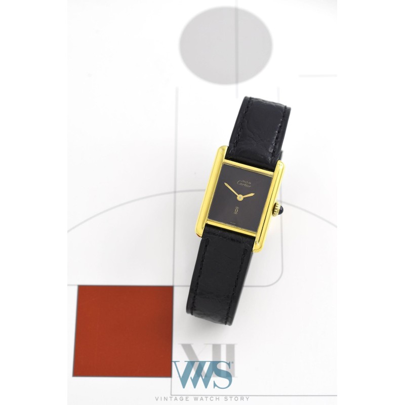 CARTIER (Tank Must Lady Vermeil / "Wood Dial" / ref. 3 123190), vers 1990
