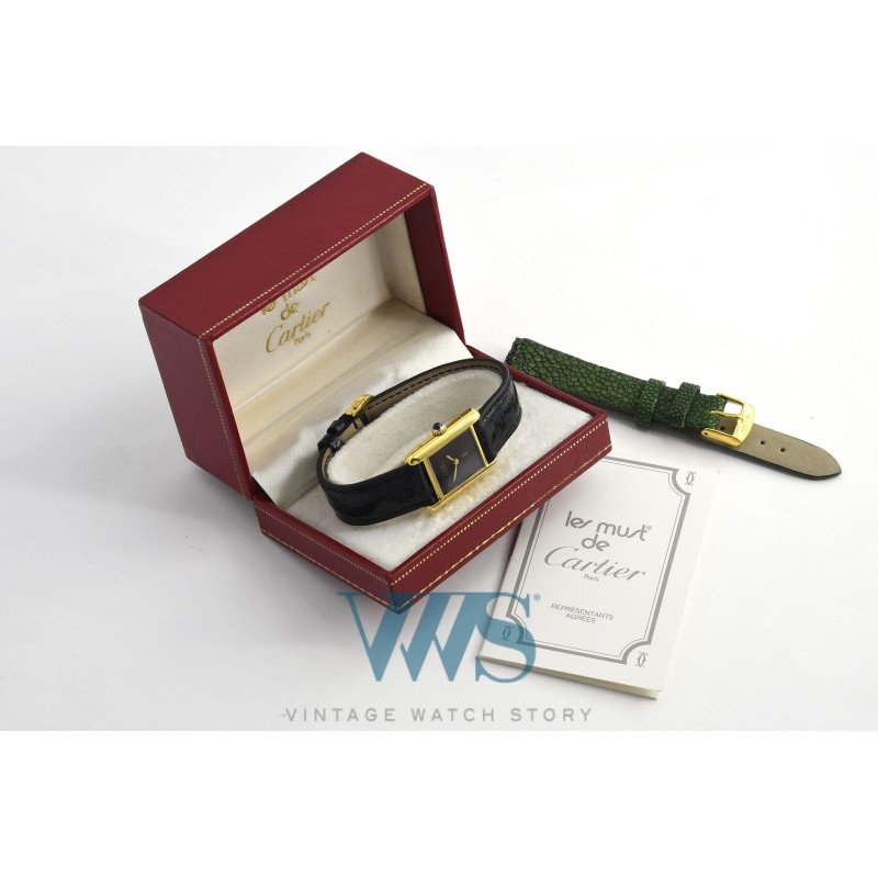 CARTIER (Tank Must Lady Vermeil / "Wood Dial" / ref. 3 123190), vers 1990