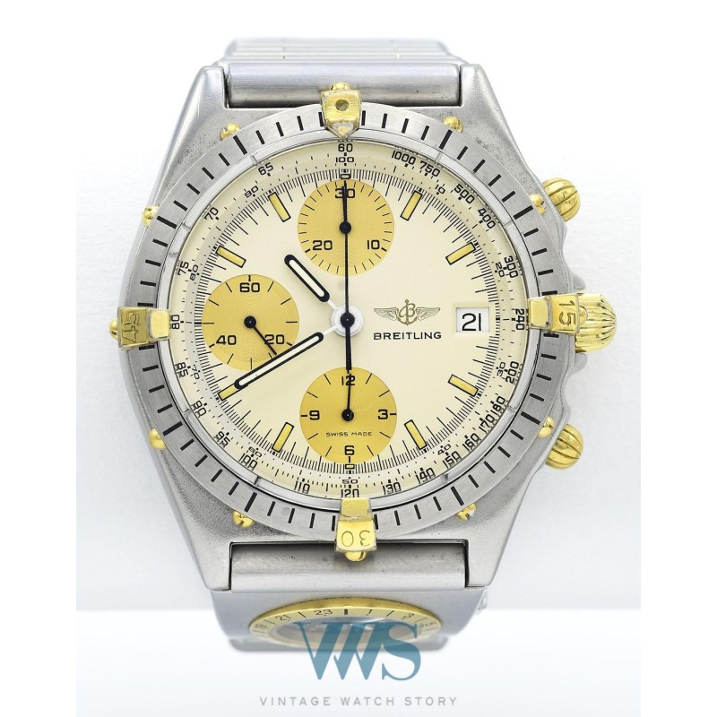 BREITLING (Chronographe Chronomat - Or & Acier / Patina - Module UTC /