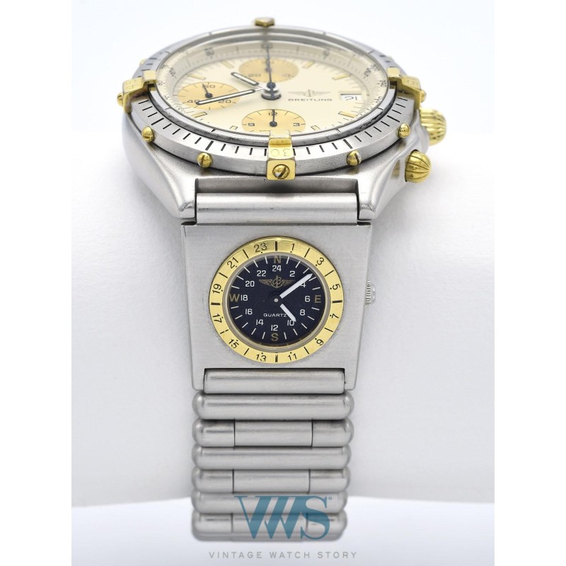 BREITLING (Chronographe Chronomat - Or & Acier / Patina - Module UTC / ref. 81.950), vers 1992