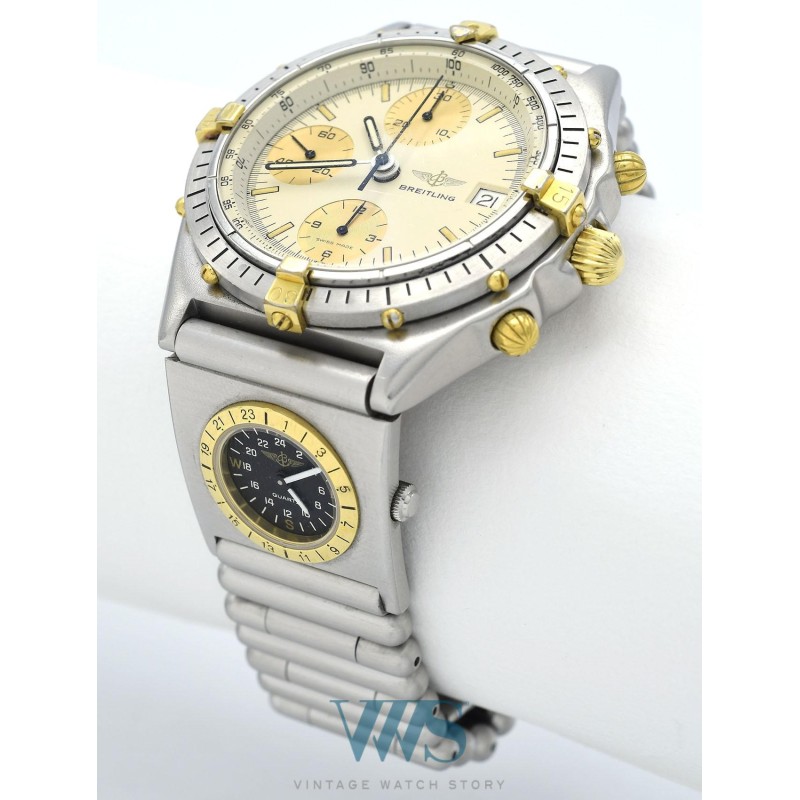 BREITLING (Chronographe Chronomat - Or & Acier / Patina - Module UTC / ref. 81.950), vers 1992