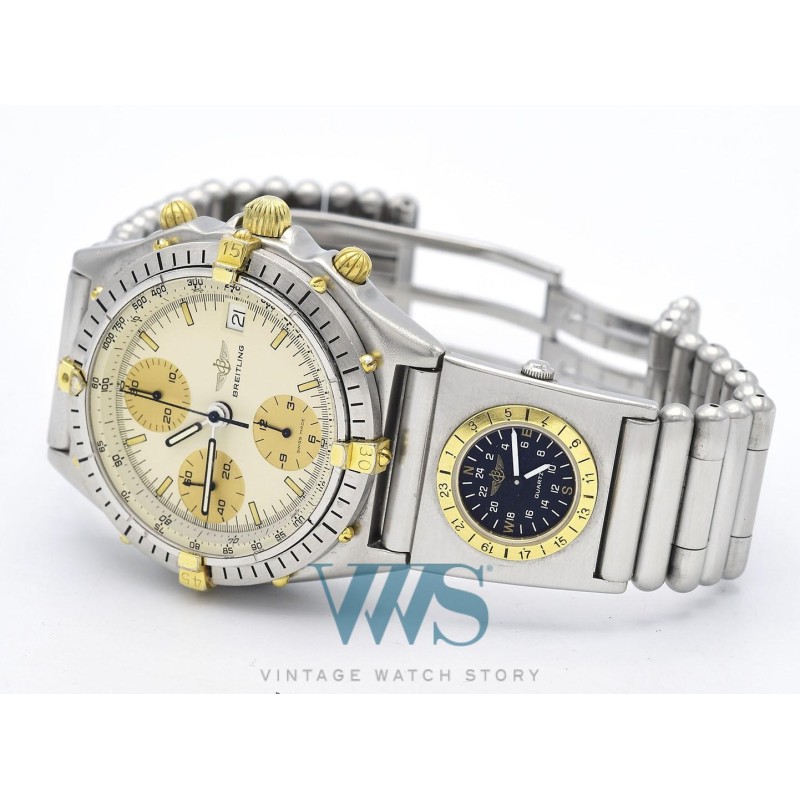 BREITLING (Chronographe Chronomat - Or & Acier / Patina - Module UTC / ref. 81.950), vers 1992