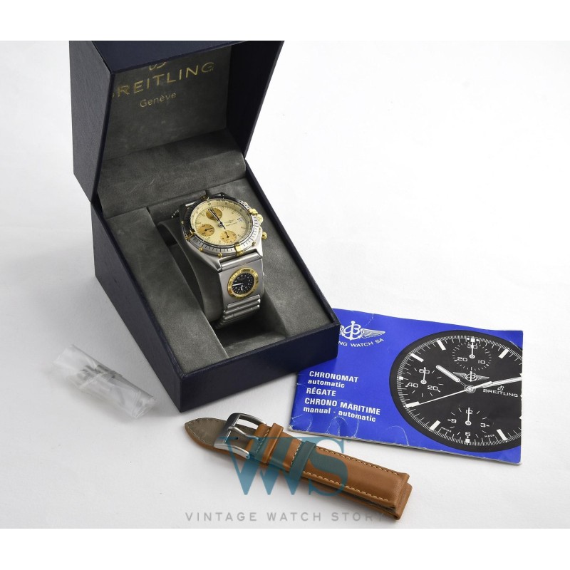 BREITLING (Chronographe Chronomat - Or & Acier / Patina - Module UTC / ref. 81.950), vers 1992