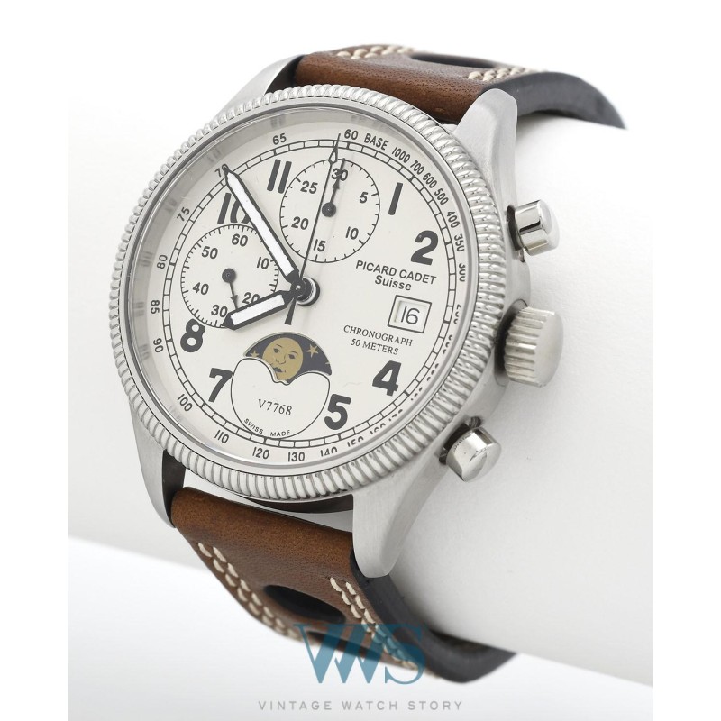 PICARD CADET Swiss (CHRONOGRAPHE MOON 5 ATM - SILVER / PROTOTYPE 4 / ref. 76182), vers 2002