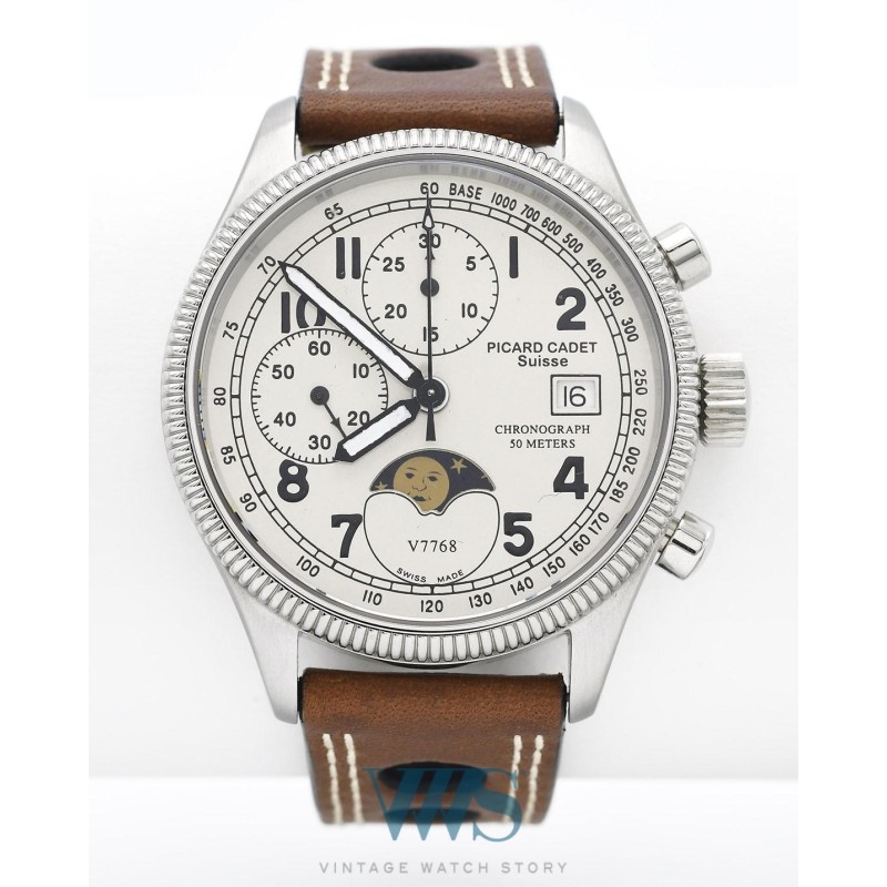 PICARD CADET Swiss (CHRONOGRAPHE MOON 5 ATM - SILVER / PROTOTYPE 4 / ref. 76182), vers 2002