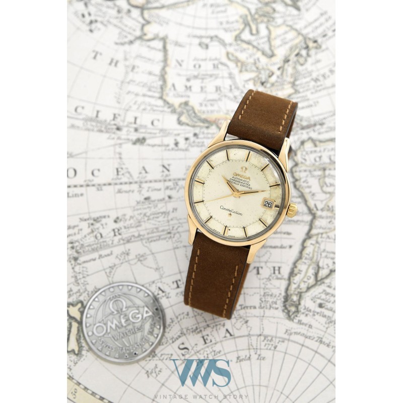 OMEGA (Constellation Chronomètre "Pie Pan" / White Stardust "Gold Shell" / ref. 14393 6 SC), vers 1963