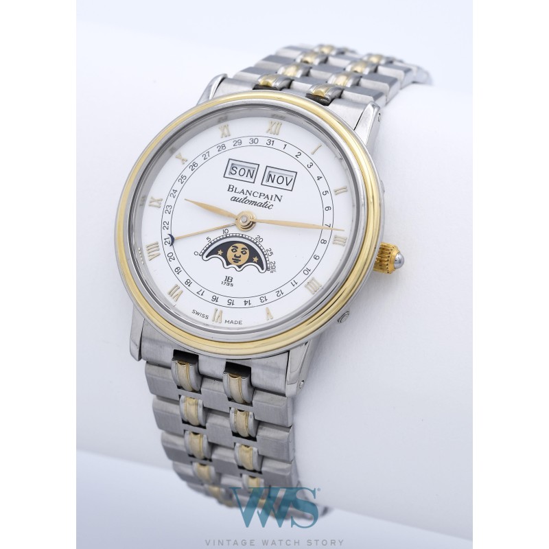 BLANCPAIN (Villeret Triple Quantième Phase de Lune - Or & Acier / ref. 6595-1318), vers 1995