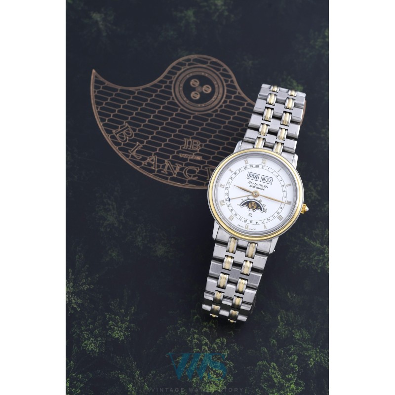 BLANCPAIN (Villeret Triple Quantième Phase de Lune - Or & Acier / ref. 6595-1318), vers 1995