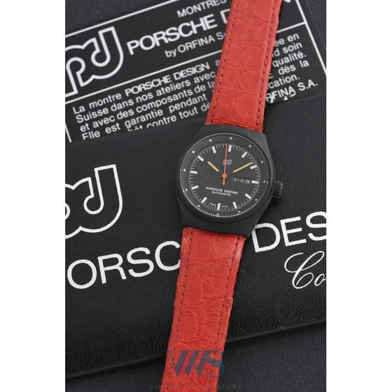 PORSCHE DESIGN By Orfina Suisse (Lady Black Automatique - Cadran black / ref. 7050S), vers 1978