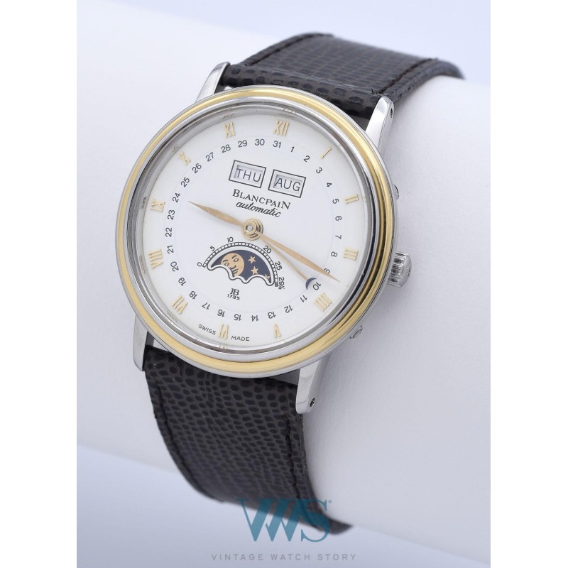 BLANCPAIN (Villeret Triple Quantième Phase de Lune - Or & Acier / ref. 6595-1318), vers 1998