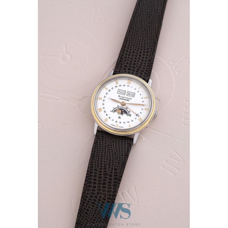 BLANCPAIN (Villeret Triple Quantième Phase de Lune - Or & Acier / ref. 6595-1318), vers 1998