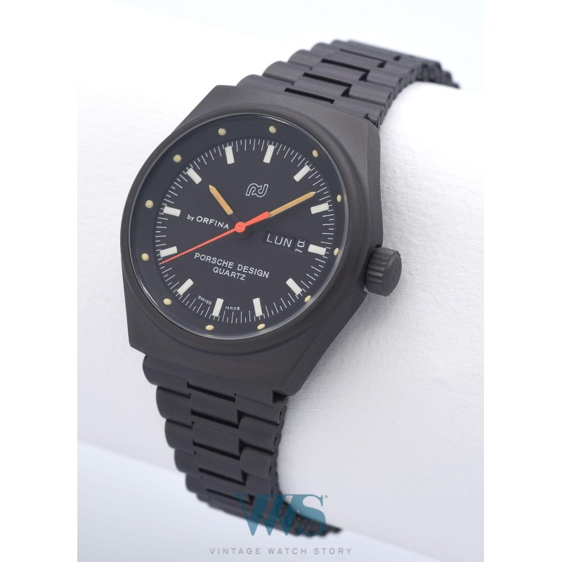 PORSCHE DESIGN By Orfina (Lady gris canon de fusil / Quartz - Cadran noir / ref. 7050S), vers 1978