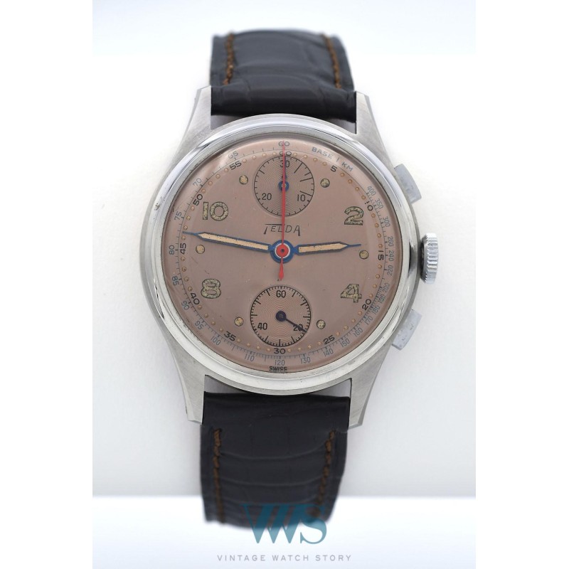 TELDA by Nicolet (Chronographe Sport / Cadran cuivré), vers 1950