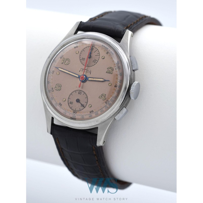 TELDA by Nicolet (Chronographe Sport / Cadran cuivré), vers 1950