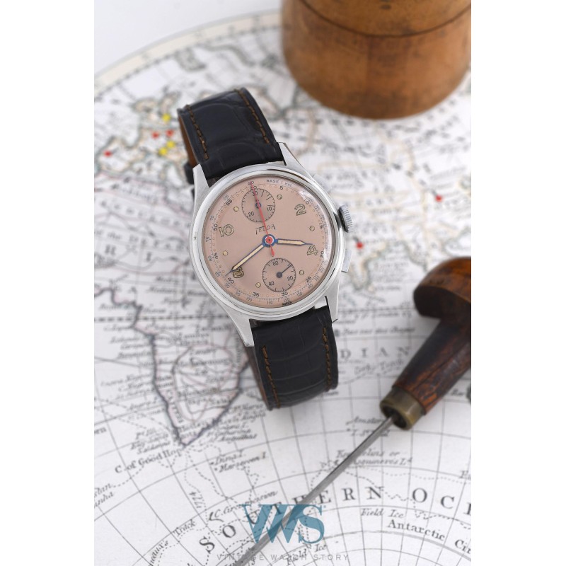 TELDA by Nicolet (Chronographe Sport / Cadran cuivré), vers 1950