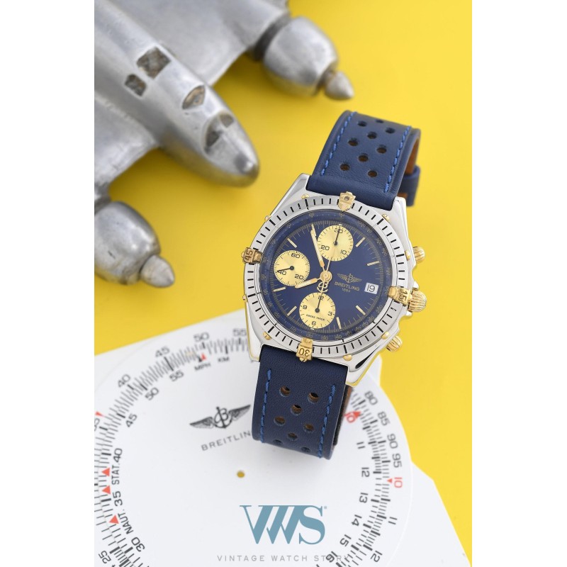 BREITLING (Chronographe Chronomat Or & Acier - Blue / ref. B13047), vers 1991