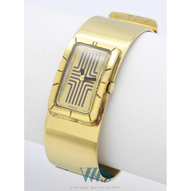 LANVIN (Bracelet de Force montre Rectangle / Plaqué or), vers 1975