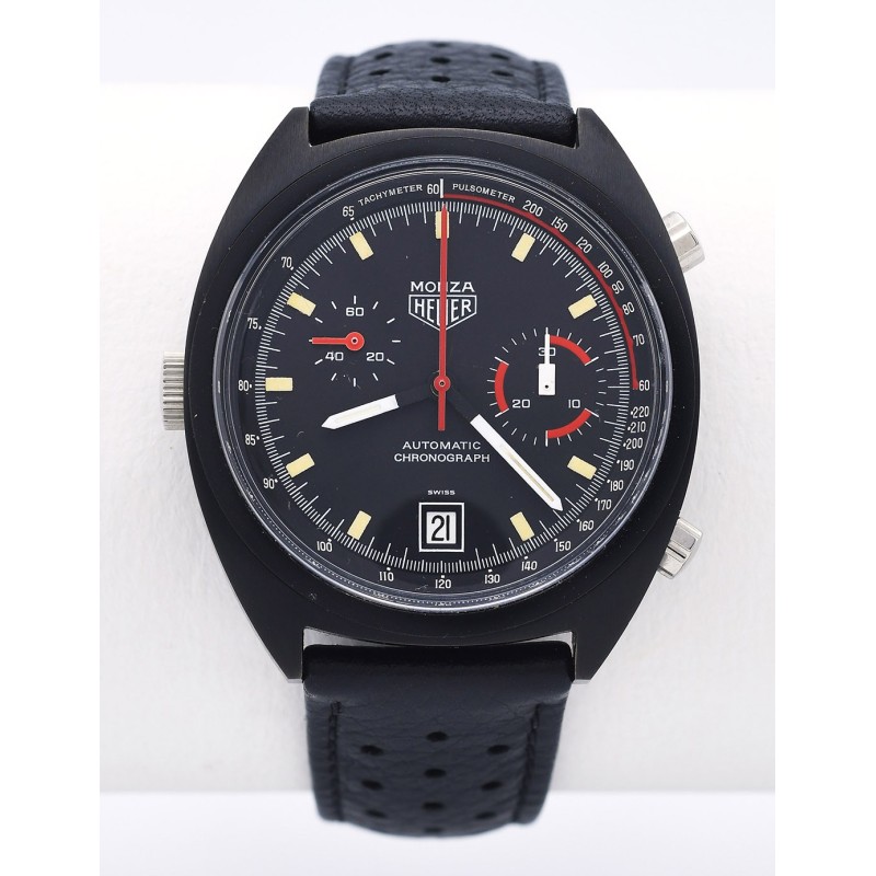 HEUER (Chronographe Monza Automatic Black PVD / ref. 150.501), vers 1977