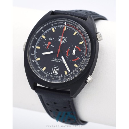 HEUER (Chronographe Monza Automatic Black PVD / ref. 150.501), vers 1977