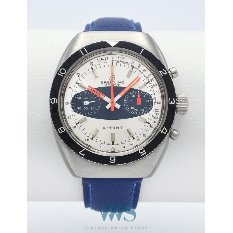 BREITLING (Chronographe Pilote Sprint - Tonneau Rallye Blue / ref. 2212), vers 1970