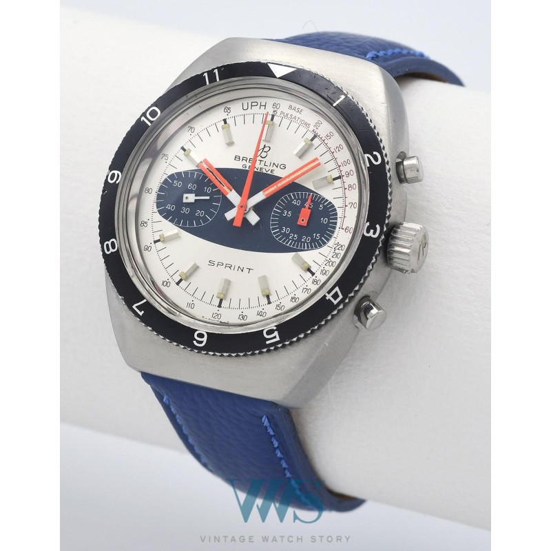 BREITLING (Chronographe Pilote Sprint - Tonneau Rallye Blue / ref. 2212), vers 1970