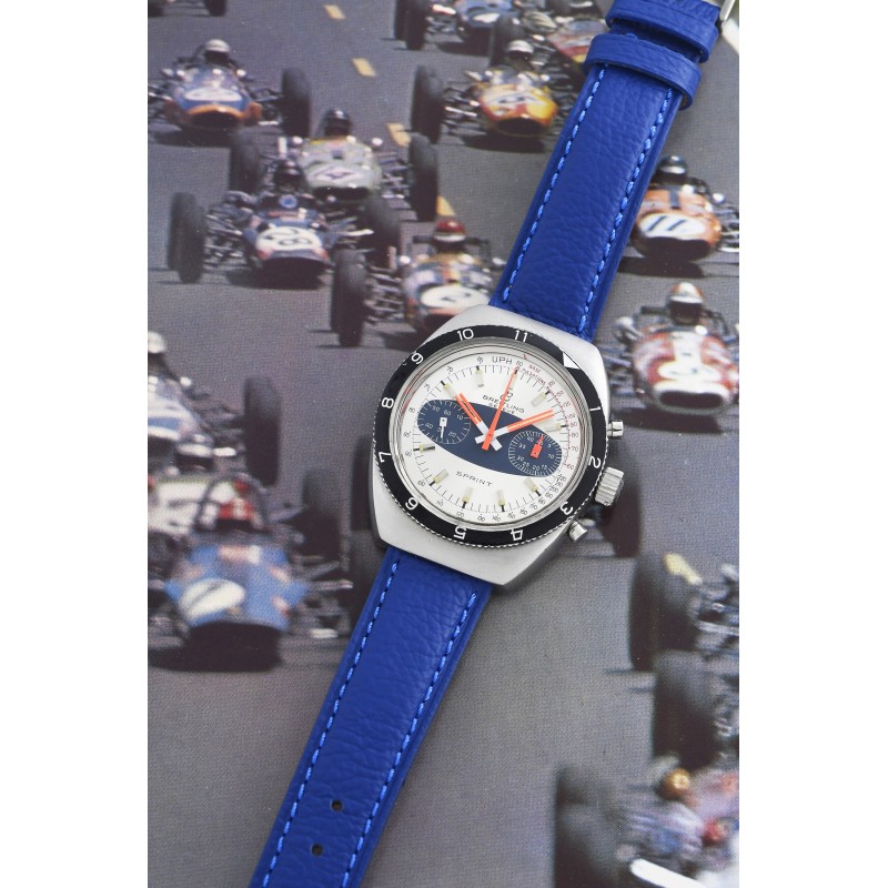 BREITLING (Chronographe Pilote Sprint - Tonneau Rallye Blue / ref. 2212), vers 1970