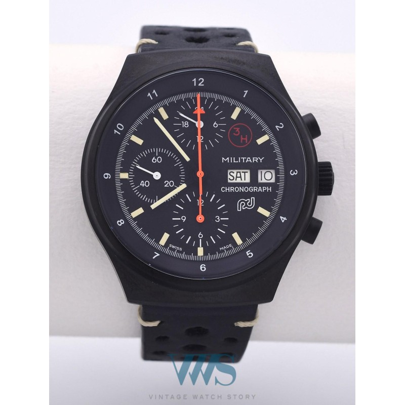 PORSCHE DESIGN (Chronographe military Black / OTAN - Logo atelier/ ref. 7177), vers 1980